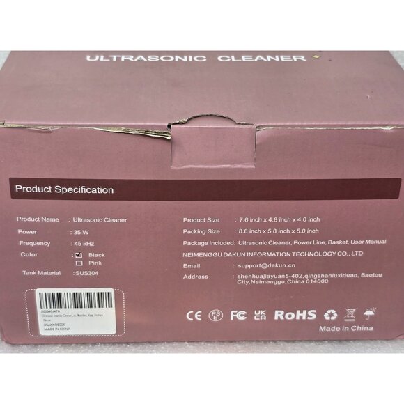 Grootpow Ultrasonic Cleaner 35W 45kHz Stainless Steel Tank Black - Picture 2 of 2